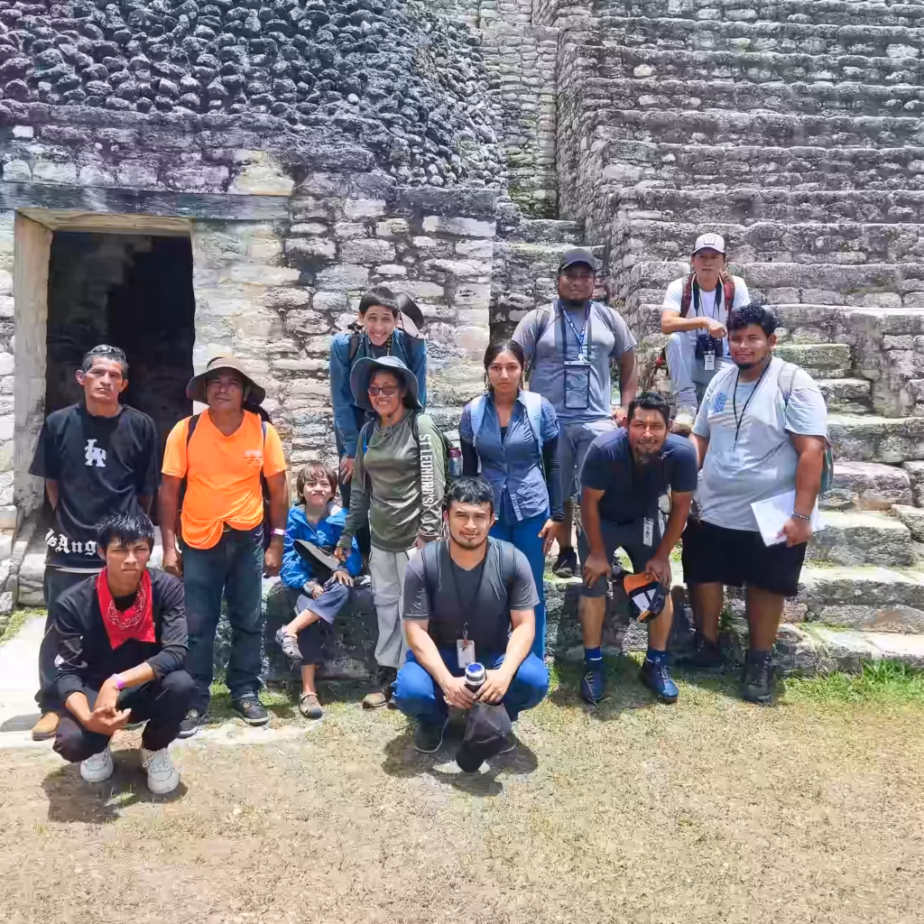 Carla Juan with a group at Caracol Archaeological Site in Belize