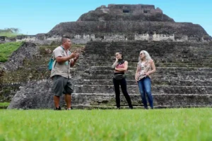 Xunantunich Maya site and cave tubing combination tour in Belize