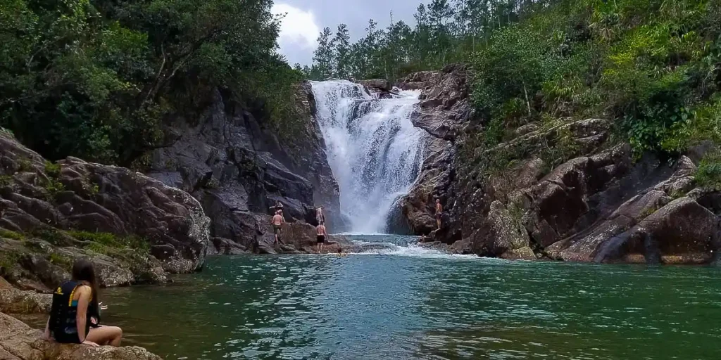 Big Rock Falls in Mountain Pine Ridge Forest Reserve on a St. Leonard’s tour from San Ignacio, Belize